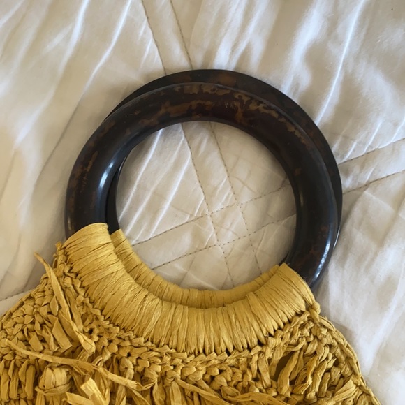 anthropologie yellow weaved bag - Picture 3 of 4